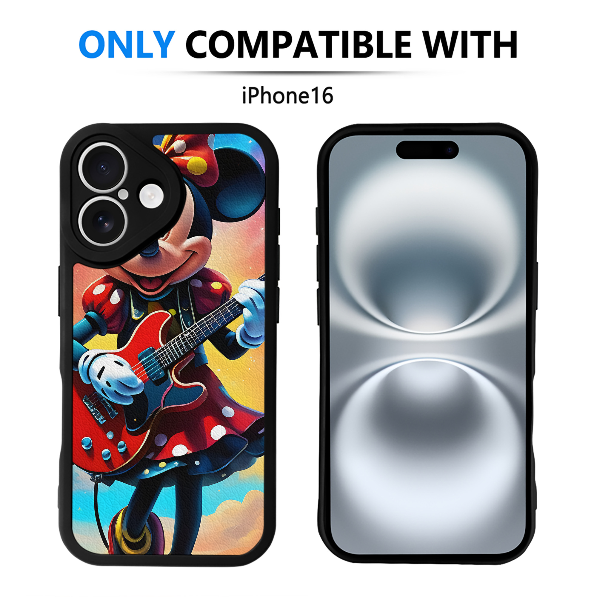 （画像用） ミッキーマウス Mickey Mouse 【iPhone 16シリーズ対応】シリコンスマホケース（レザー調） 材質：シリコン